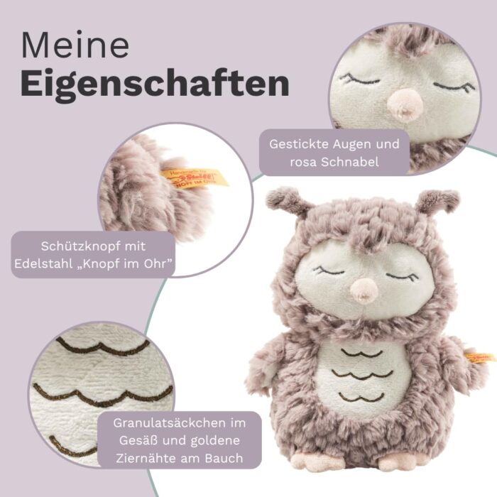 Steiff Kuscheltier Ollie Eule, Süßes Stofftieungen, Mädchen & Babys ab 0 Monaten, Friends, Plüschtier 23 cm, Beige – Bild 5