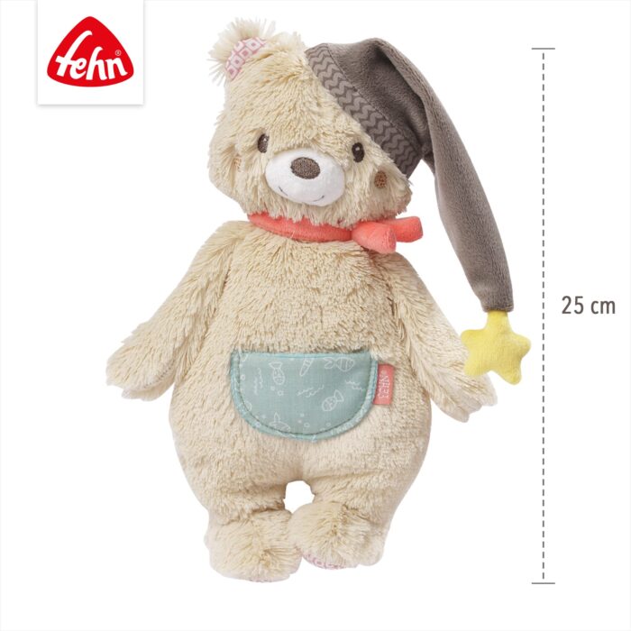 Fehn Kuscheltier Bär Bruno – Weicher Teddybär für Neugeborene als Einschlafhilfe - Stofftier zum Greifen,n – Bild 3