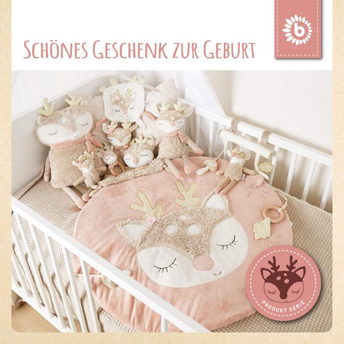 Bieco Kuscheltier Reh Ella mit Rassel | Baby Kuscheltier ab 0 Monate Stofftier Baby Plüschtierentier – Bild 3