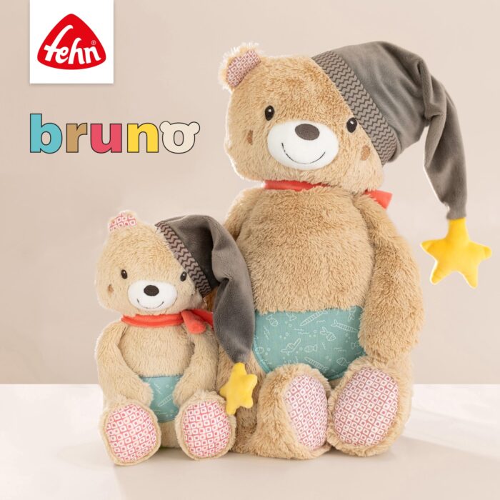Fehn Kuscheltier Bär Bruno – Weicher Teddybär für Neugeborene als Einschlafhilfe - Stofftier zum Greifen,n – Bild 2