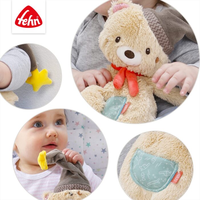 Fehn Kuscheltier Bär Bruno – Weicher Teddybär für Neugeborene als Einschlafhilfe - Stofftier zum Greifen,n – Bild 4
